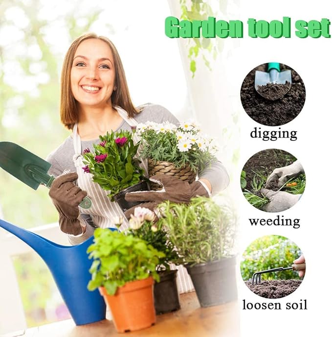 3 in 1 Garden Tool Shovel for Digging Gardening Trowel for Lawn Planting Alloy Spade Plastic Handle Anti Slippery