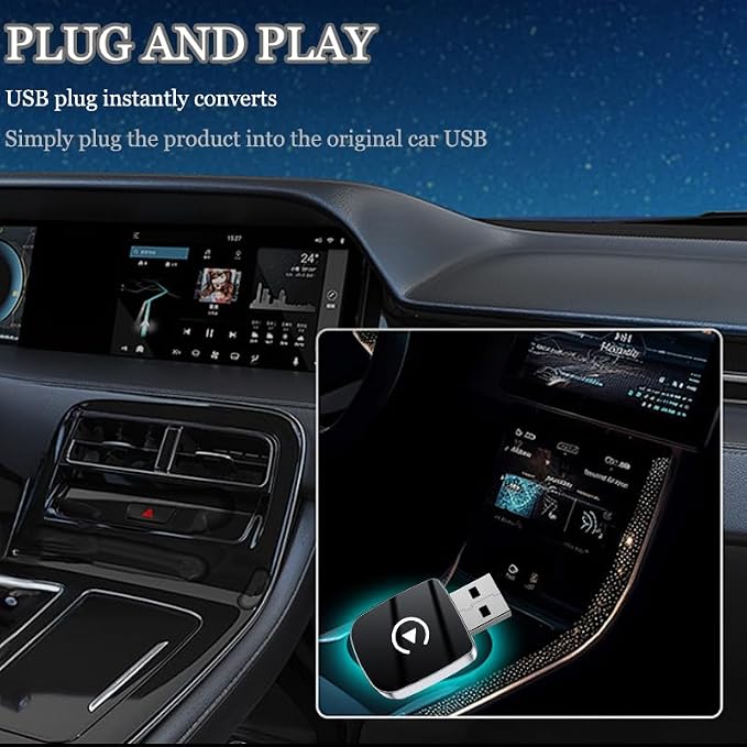 Carplay Adapter for Maserati Ghibli 2017 2018 2019 2020 2021 2022 2023 2024, Plug & Play Car Interface Dongle Carplay Box Supports Navigation Music & Voice Control Stable and Easy to Use