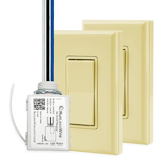 RunLessWire 3-Way Battery-Free DIY Wireless Light Switch Kit 150ft RF Range