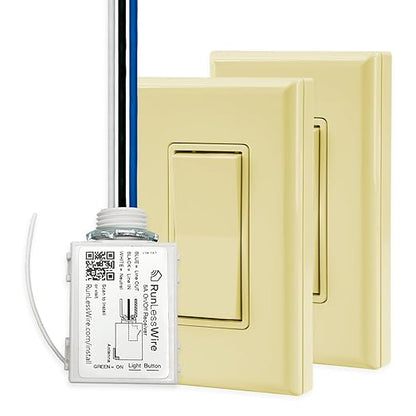 RunLessWire 3-Way Battery-Free DIY Wireless Light Switch Kit 150ft RF Range
