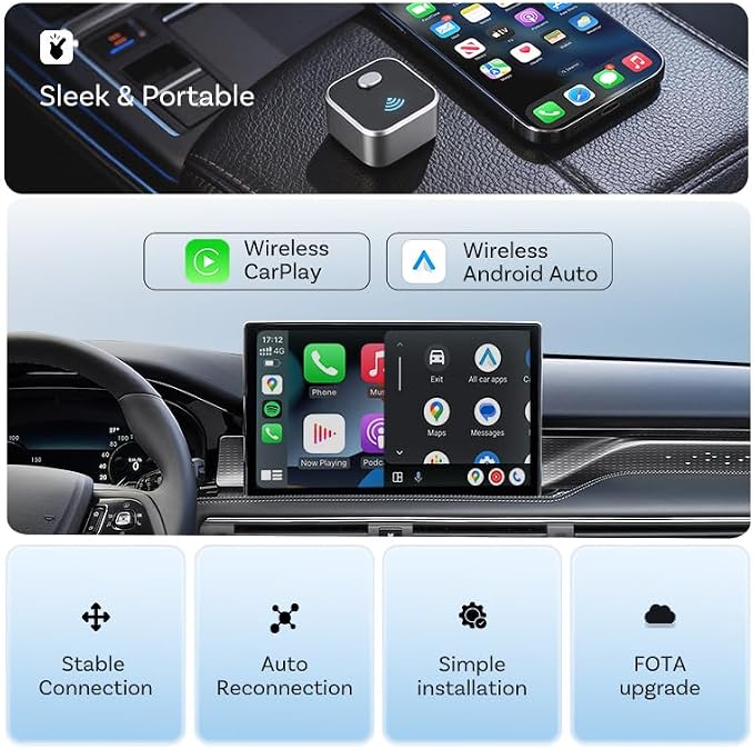 Upgraded Wireless CarPlay Adapter for Mercedes E‑Class 2017-2025, Mini Wired to Wireless Box, Plug and Play, Compatible with Apple and Android