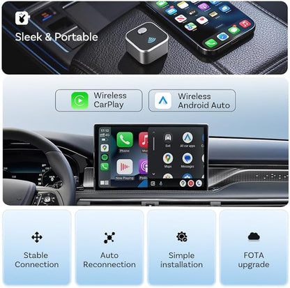 Upgraded Wireless CarPlay Adapter for Jaguar F‑Pace 2019-2026, Mini Wired to Wireless Box, Plug and Play, Compatible with Apple and Android