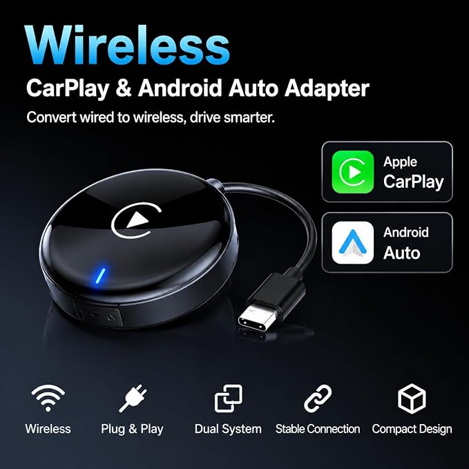 Compact USB Wireless Carplay/Android Auto Adapter for BMW 8 Series G14/G15/G16 2018-2022,Voice Control Plug and Play