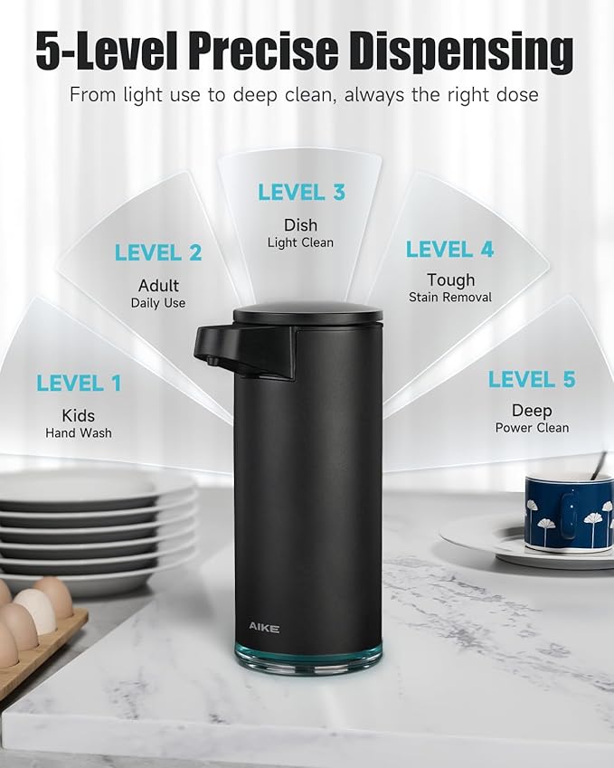 AIKE SensePro Automatic Soap Dispenser Type-C Rechargable, Stainless Matte