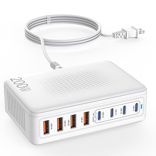 USB C Charger Block, 200W GaN 8 Port USB C Charging Station USB Hub Block Cube