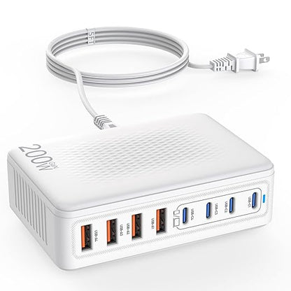 USB C Charger Block, 200W GaN 8 Port USB C Charging Station USB Hub Block Cube