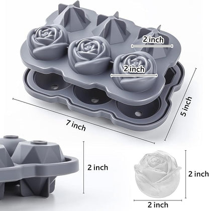 Ice Cube Tray, Mikiwon 2 inch Rose Ice Cube Trays
