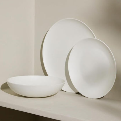 Stone Lain Taglio 24-Piece Dinnerware Set Bone China, Matte White