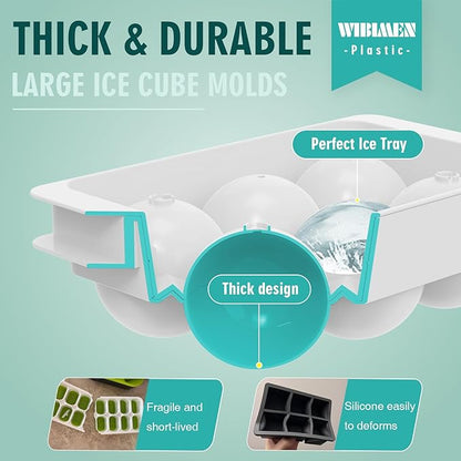 WIBIMEN Large Ice Cube Molds, Big Round Whiskey Ice Cube Trays