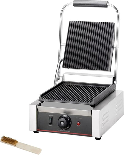Commercial Panini Press With Grooved Grill Sandwich Maker Machine Electric