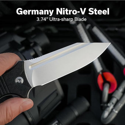 CIVIVI Neurohaptic Pocket Knife for EDC, Folding Knife with 3.74'' Nitro-V Blade G10 Handle, Reversible Clip, Gift for Men Women C23080-2