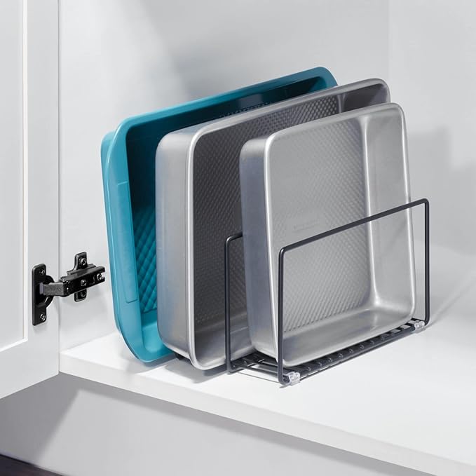 mDesign Metal Pan Organizer for Kitchen Cabinet, Pantry Shelf