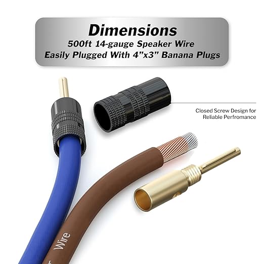 InstallGear 14 Gauge Speaker Wire Cable, 14 AWG Speaker Wire Cable, True Spec
