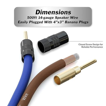 InstallGear 14 Gauge Speaker Wire Cable, 14 AWG Speaker Wire Cable, True Spec