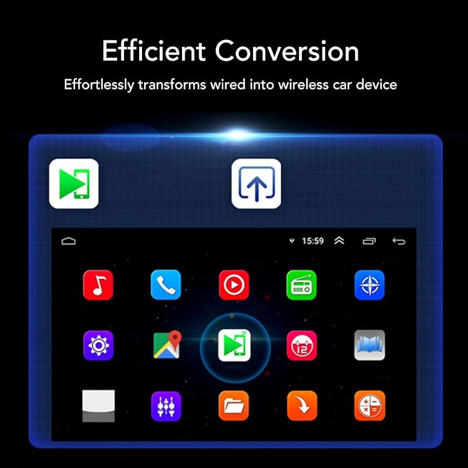 Dpofirs Adapter 2024 Upgrade, for Adapter Convert Wired to BT 5.0 Intelligent Voice Control for Android Auto Adapter (Black)