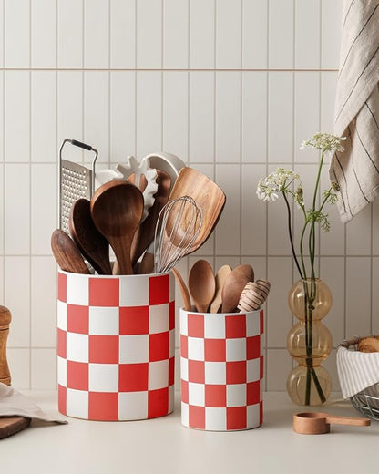 Utensil Holder，7.1"+5.8" Ceramic Kitchen Utensil