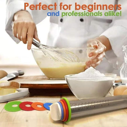 Adjustable Rolling Pin with Thickness Rings