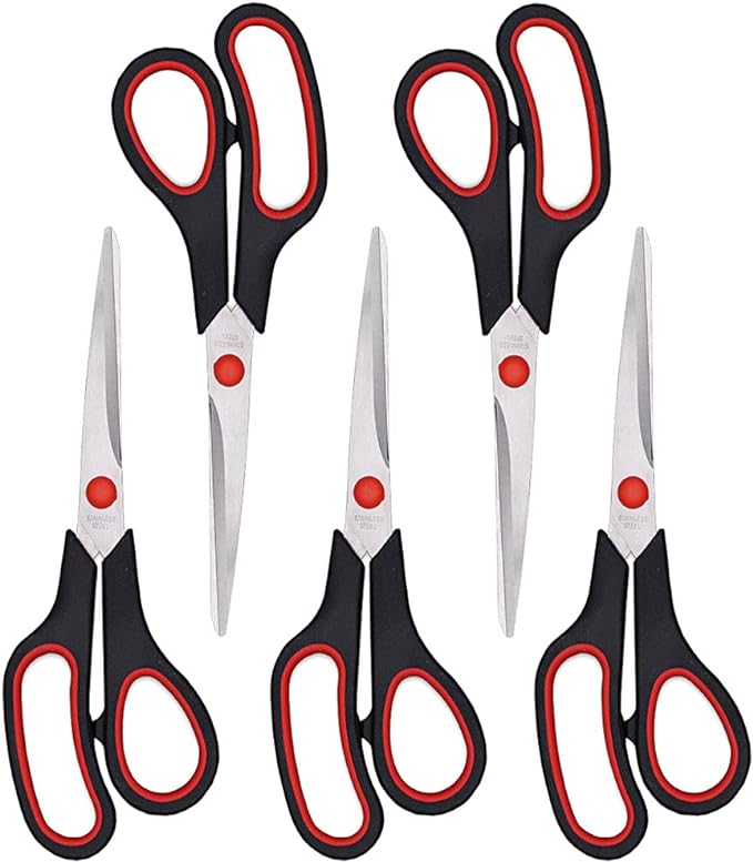 Scissors, 8.5 Inch Ultra Sharp Shears, Comfort-Grip Handles Household