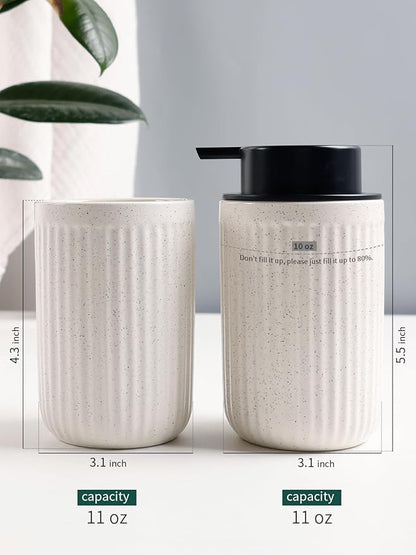 Bosilunlife Soap Dispenser and Toothbrush Holder Set - 11Oz Foam Soap Dispenser