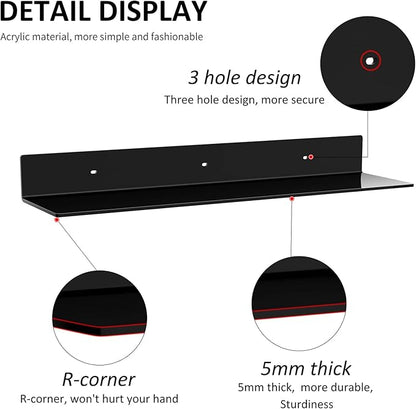 24 Inches Acrylic Wall Shelves 2 Pack, Floating Shelf
