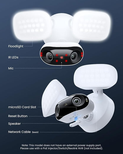 REOLINK Elite Pro Floodlight PoE, 16MP Dual Lens PoE Security Camera