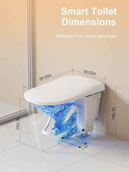 BAYTINA Smart Toilet with Auto Open/Close Lid, ADA Height Heated Seat, Warm