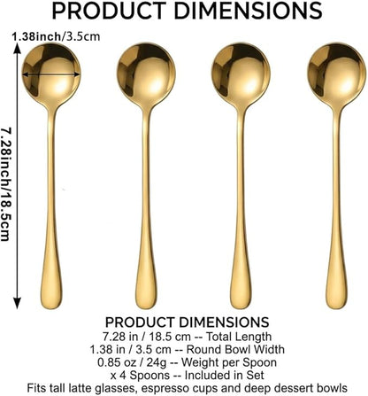 Espresso Spoons Long Handle, Round Tip Demitasse Spoon