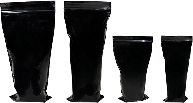 PABCK 100 Pieces Black Reclosable Zip Bags 5.1mil Thickness Poly Plastic Packaging Resealable Zipper Lock Closure Bag for Storage (1.97x8.7 inch)