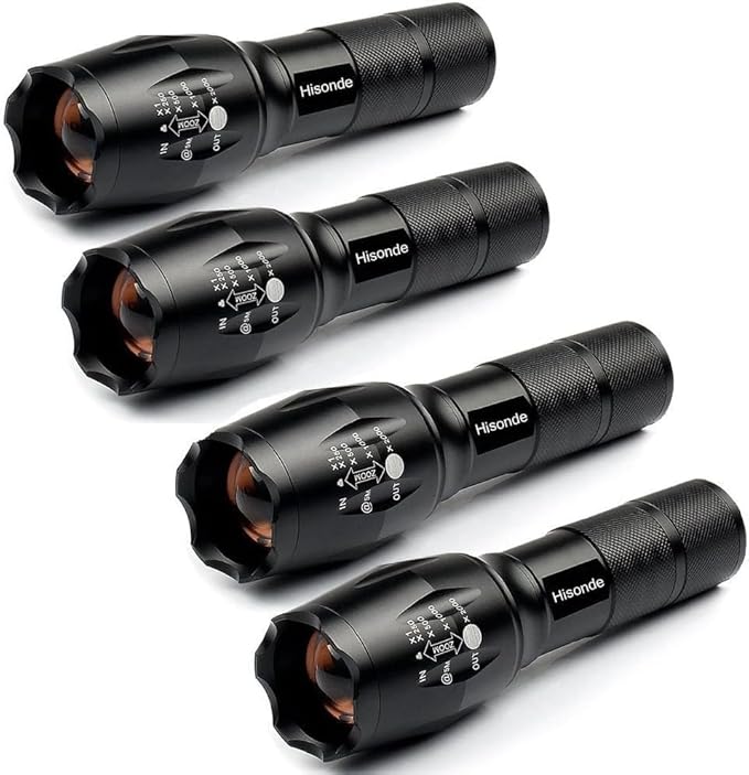 Military Grade 5 Mode High Lumens Tactical Led Waterproof Flashlight (4-Pack)