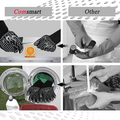 Comsmart BBQ Gloves, 1472F Heat Resistant Silicone Non-Slip Oven Mitts