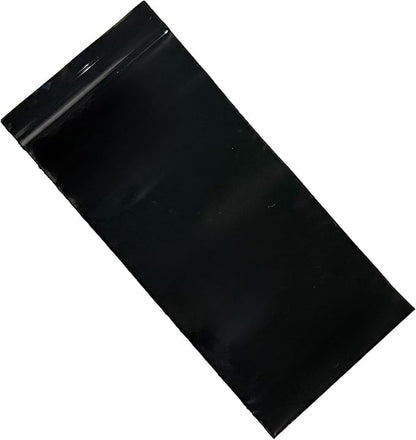 PABCK 100 Pieces Black Reclosable Zip Bags 5.1mil Thickness Poly Plastic Packaging Resealable Zipper Lock Closure Bag for Storage (1.97x8.7 inch)