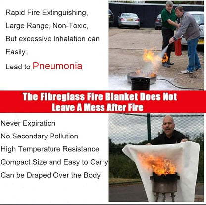 Fire Blanket for Home Emergency Survival ??Fiberglass Suspend Fire Flames Suspension Blankets for Home and Kitchen School Grill Garage House Warehouse Safety (2pcs-FireBlankets)