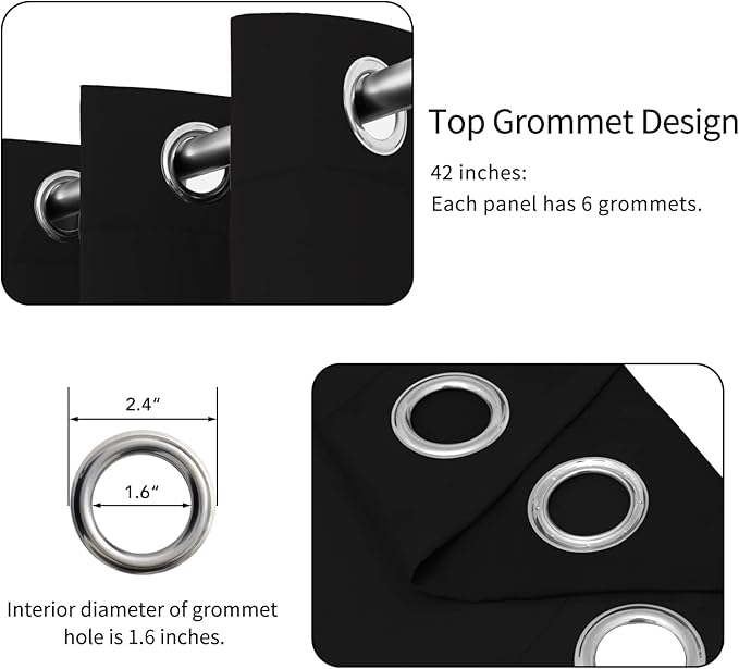 Easy-Going Blackout Curtains for Bedroom, Solid Thermal Insulated Grommet and