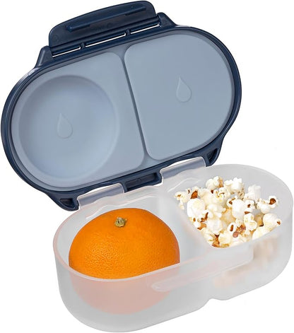 b.box Snack Box Reusable Snack Containers with Lids 2 compartments, Bento Box for kids and toddlers, Leakproof Lunch Box, BPA free and Dishwasher Safe Snack Container (Midnight, 1 3/4 Cup)