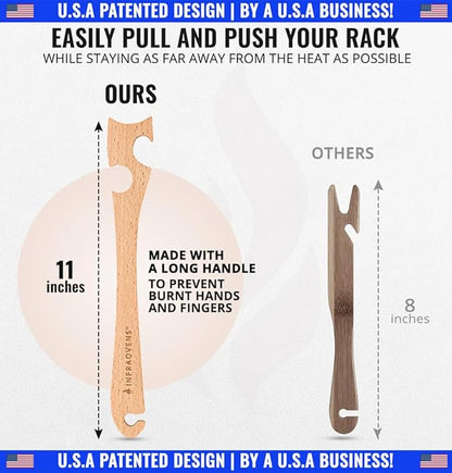Wooden Oven Rack Puller Stick, Push Pull Tool