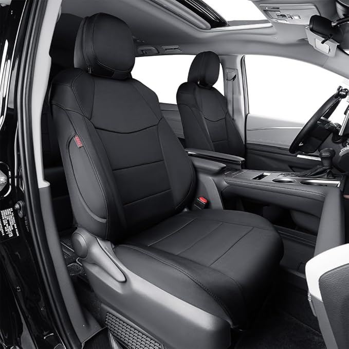 EKR Sienna Seat Covers for 2021 2022 2023 2024 2025 2026 Toyota Sienna LE, XLE,8 Seats,2nd Row 4/2/4 Split,Waterproof Seat Covers Full Set for Trucks - Three Row,Neoprene (Black)