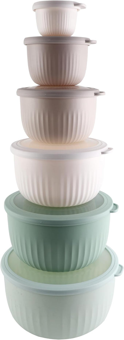 COOK WITH COLOR Prep Bowls with Lids- Wide and Deep Nesting Plastic Small