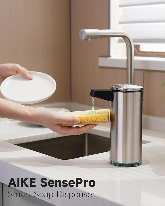 AIKE SensePro Automatic Soap Dispenser Type-C Rechargeable, Brushed Stainless