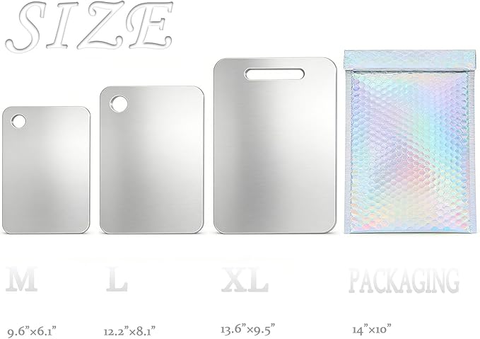 100% Pure Titanium Cutting Board Set of 3, Double-Sided Titanium Cutting Boards