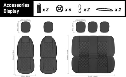 CAROMOP Faux Leather Car Seat Covers 2 Front Set,Luxury and Comfortable Seat Covers for Cars, Airbag Compatible Car Interior Covers, Universal Fit for Suvs,Vans,Trucks(Black)
