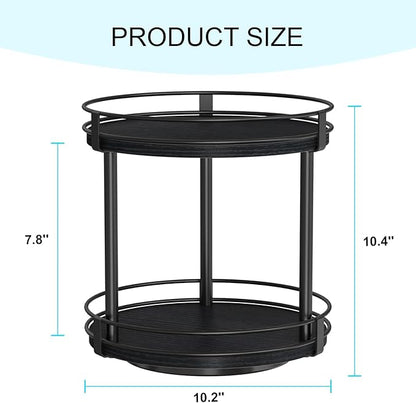 Snughome Lazy Susan Spice Rack, 2 Tier Rotating Spice Rack, Wood Lazy Susan