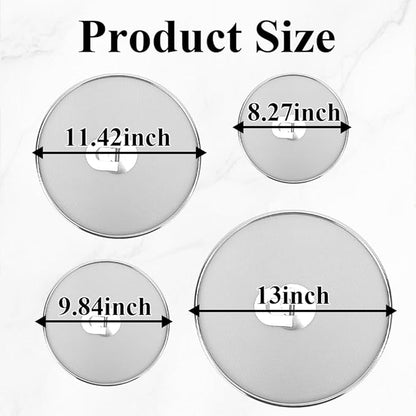 4 Pack Stainless Steel Grease Splatter Screen Set