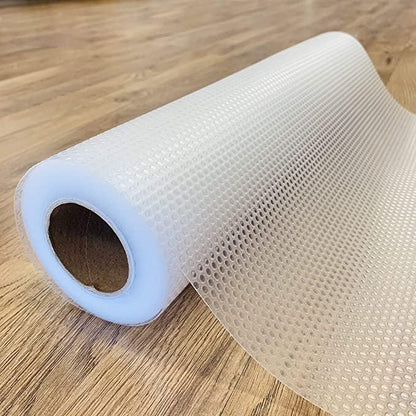 EVALAND 23.6" x 20 FT Non-Slip Shelf Liner, Non-Adhesive, BPA-Free, Waterproof Pantry Liner for Shelves, Easy to Cut, Oil-Proof Shelf Liners for Kitchen, Cabinets, Drawers, Refrigerator, Clear
