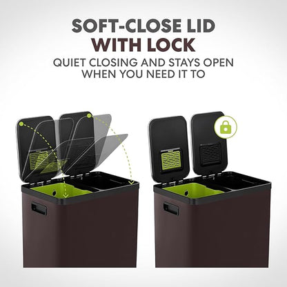 Simpli-Magic 60 Liter / 16 Gallon Rectangular Hands-Free Dual Compartment