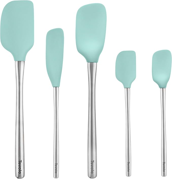 Tovolo Stainless Steel Handled Silicone Spatula Set of 5, Dishwasher Safe