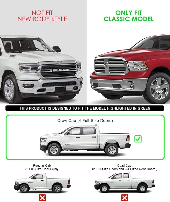 APS Wheel to Wheel Running Boards 6in Compatible with Ram 1500 2009-2018 Crew Cab 6.5ft Bed & Ram 2500 3500 2010-2026 304 Stainless Steel (Nerf Bars Side Steps Side Bars)