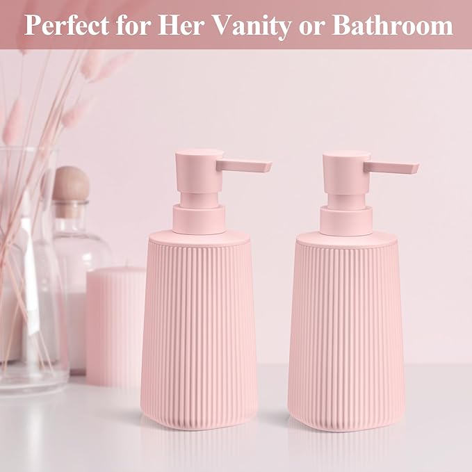 Pink 2 Pack Hand Soap Dispensers Set