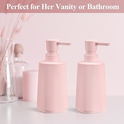 Pink 2 Pack Hand Soap Dispensers Set