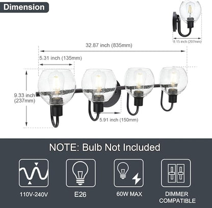 WINSHEN 4-Lights Contemporary Bathroom Light Fixtures Over Mirror