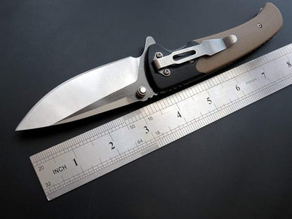 Eafengrow EF67 Pocket Knife with Metal Clip,D2 Steel Blade G10 Handle EDC folding knife Tool Liner Lock for Tourist Outdoor Camping Hiking Tactical (EF67-desert)